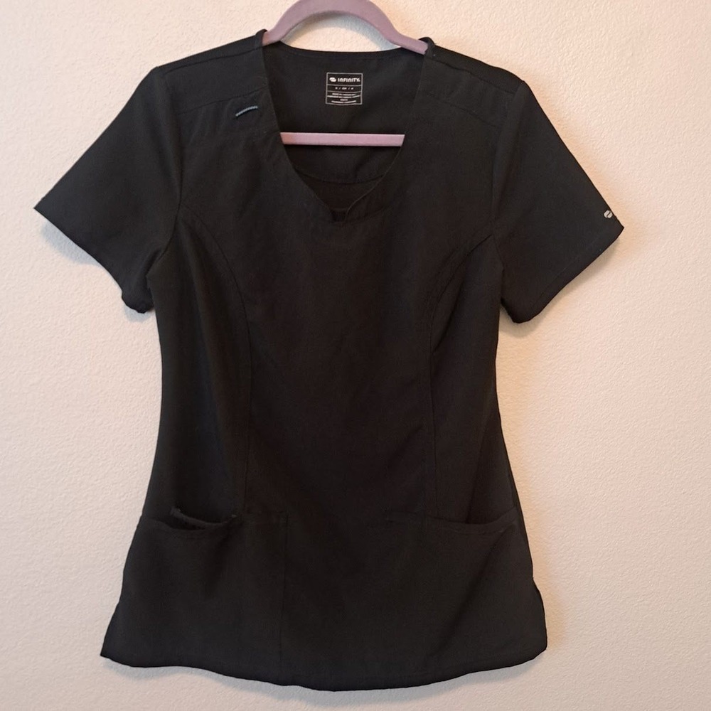 Infinity by Cherokee Womens Scrub Top Black V-Neck 2624A Small